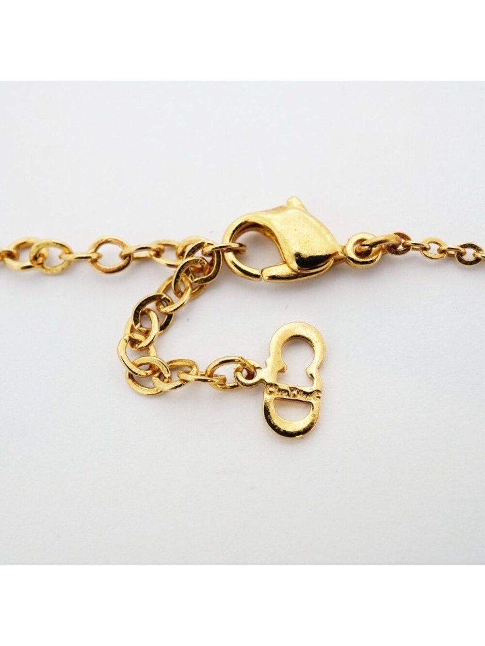 Dior Necklace Logo Gold Plated Line Stone - Picture 4 of 5